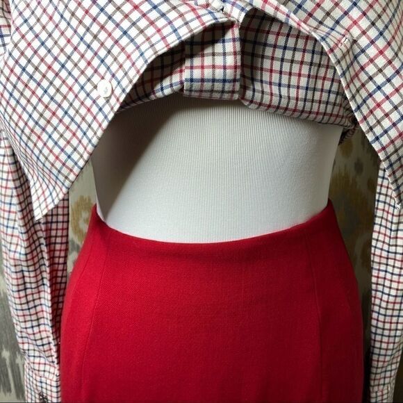 Ralph Lauren Red Wool Knee Length Pencil Skirt - Picture 15 of 16